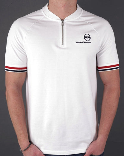 Sergio Tacchini Henley-T-Shirt mit Reißverschluss in Weiß