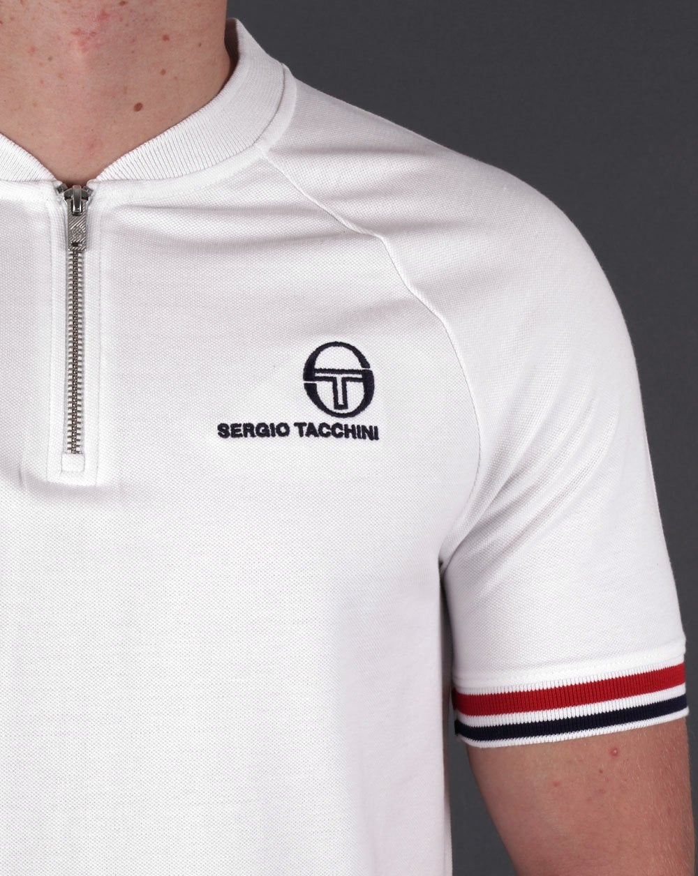 Sergio Tacchini Henley-T-Shirt mit Reißverschluss in Weiß