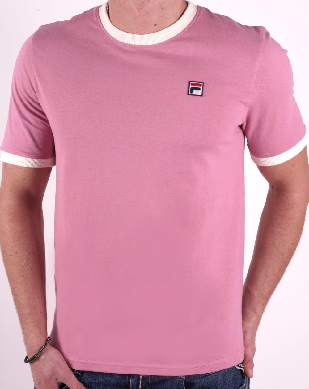 Fila Vintage Ringer T-Shirt Fingerhut Pink/Off White