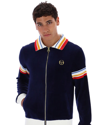 Sergio Tacchini Goran Velours-Trainingsoberteil, Marineblau