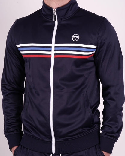 Sergio Tacchini Trainingsoberteil mit mehreren Streifen in Marineblau