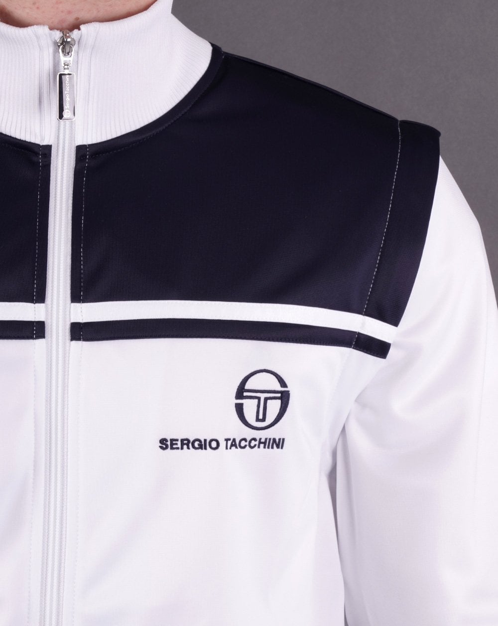 Sergio Tacchini Young Line Zip Off Trainingsoberteil Weiß/Marineblau