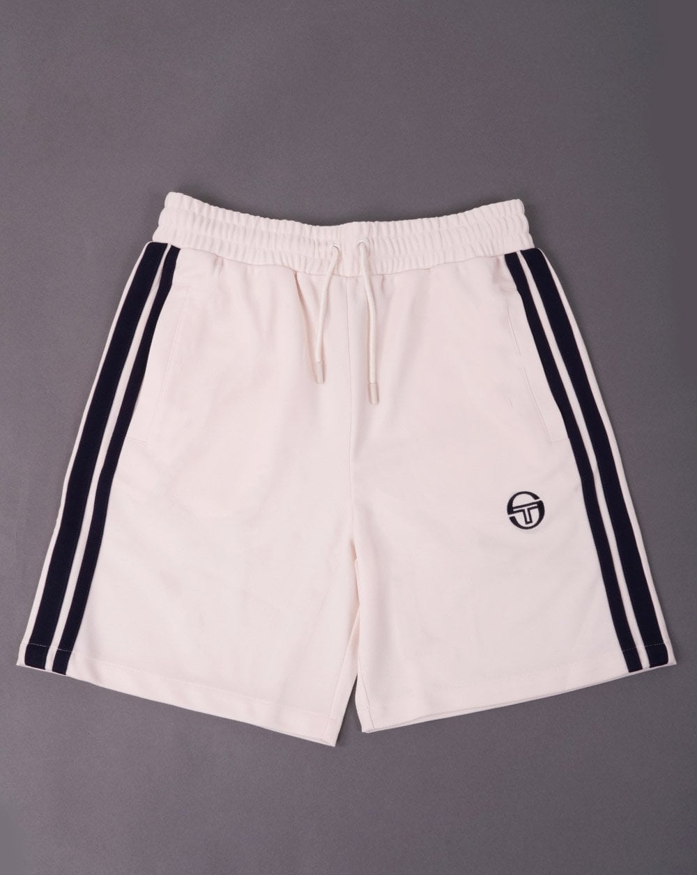Sergio Tacchini Gestreifte Freizeitshorts Buttercreme/Marineblau