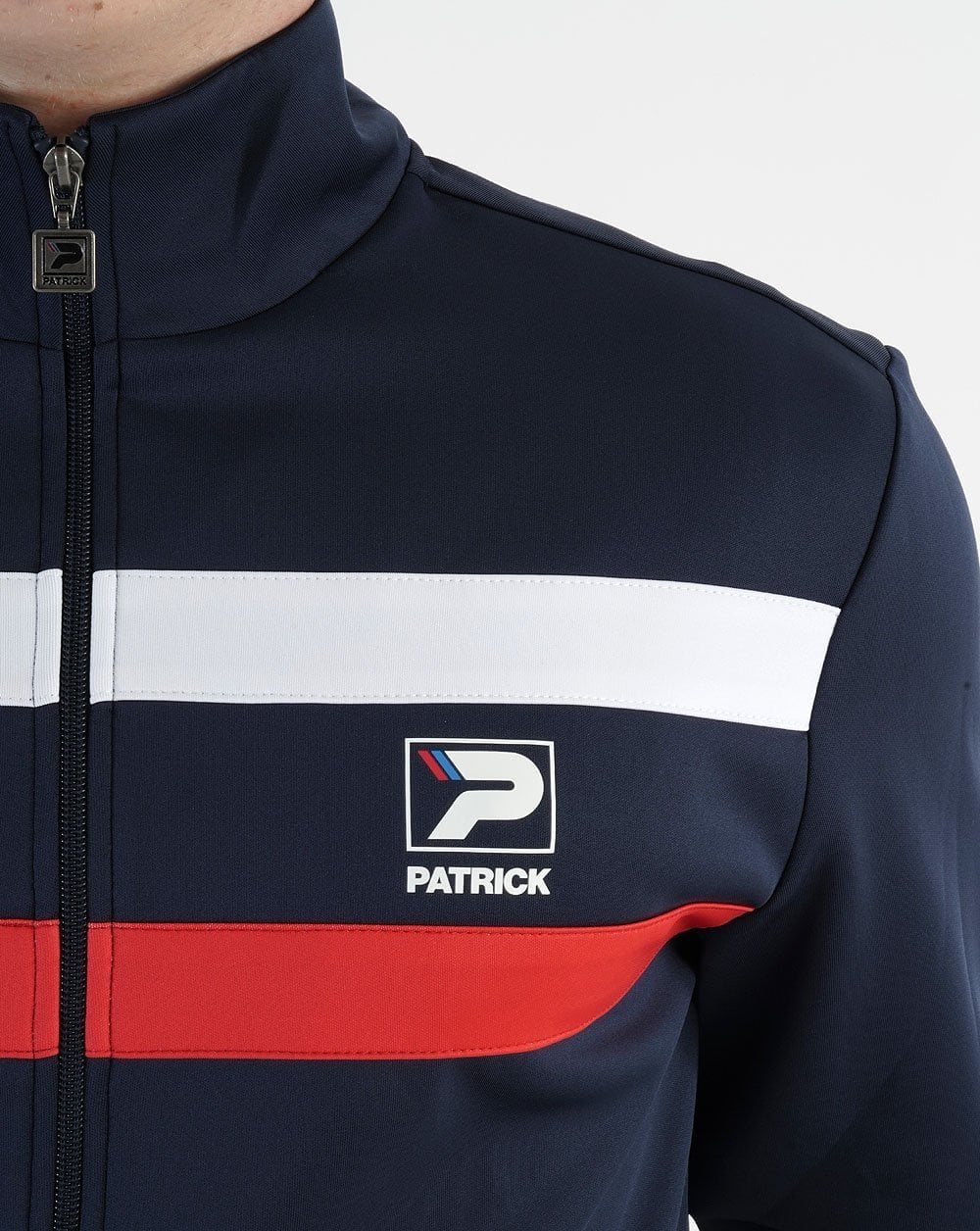 Patrick Stripe Track Top Marineblau Weiß Rot