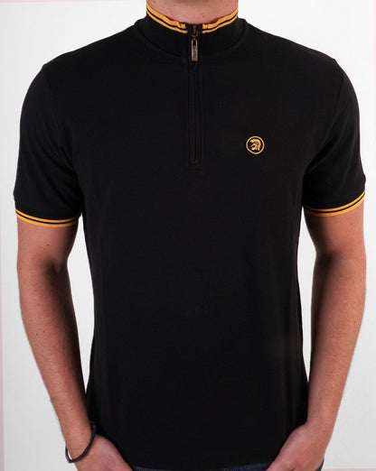 Trojan Tipped Trichter-Zip-Hals Schwarz