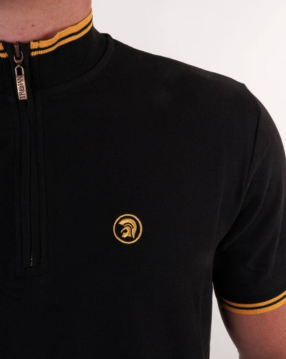 Trojan Tipped Trichter-Zip-Hals Schwarz