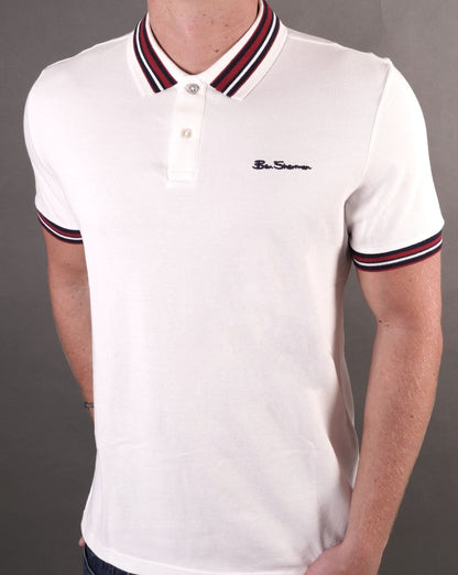 Ben Sherman Poloshirt mit Hauskragen Schneeweiß