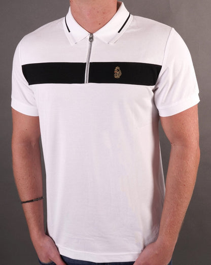 Luke Sport 1/4 Zip Lock Poloshirt Weiß/Schwarz