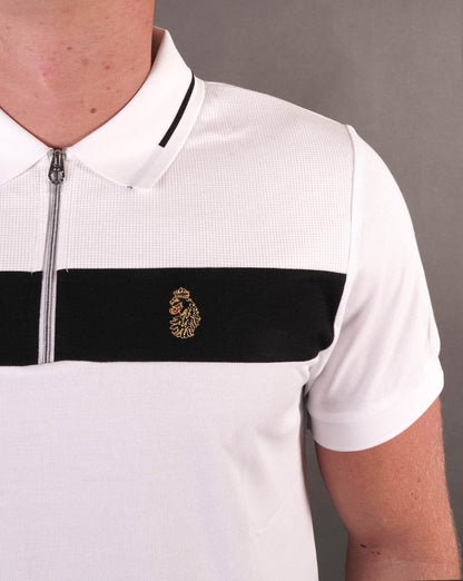 Luke Sport 1/4 Zip Lock Poloshirt Weiß/Schwarz