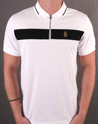 Luke Sport 1/4 Zip Lock Poloshirt Weiß/Schwarz