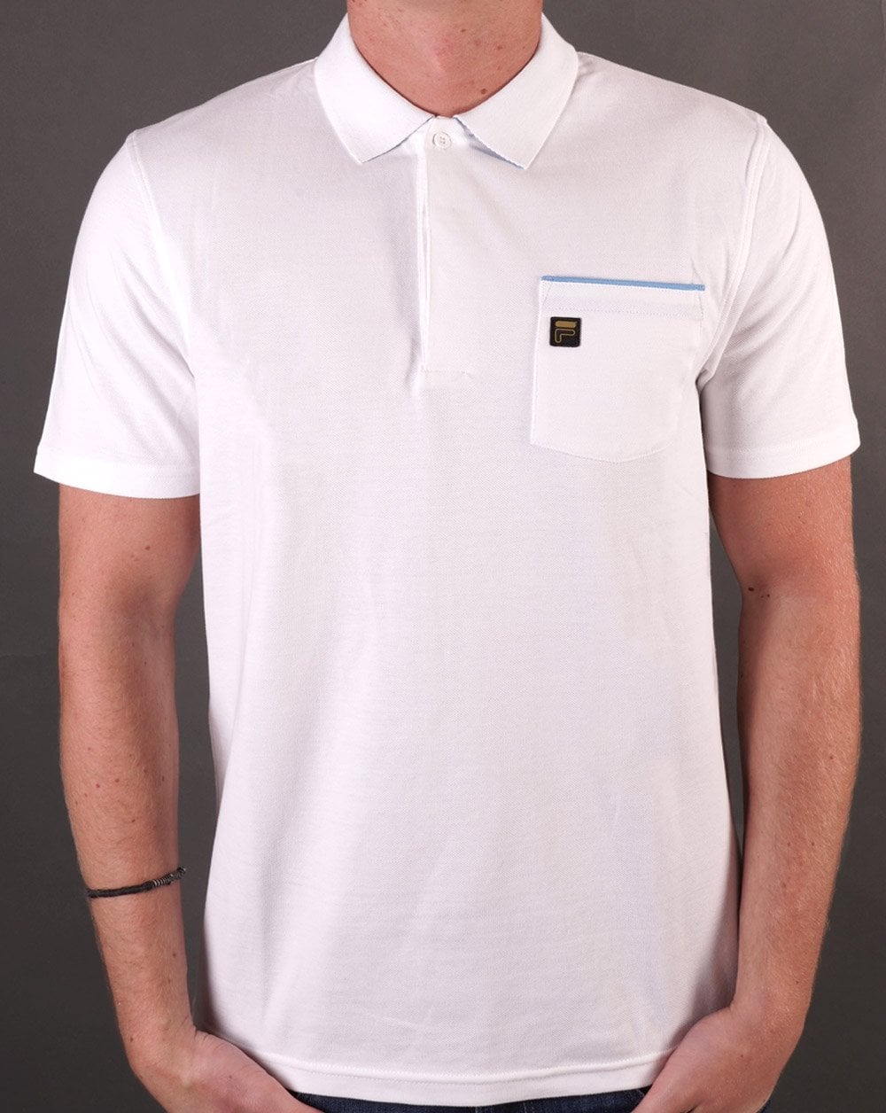 Fila Gold Bruni Poloshirt Weiß/Azurblau