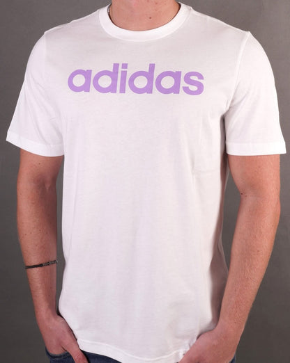 Adidas Linear Logo T-Shirt Weiß/Violett