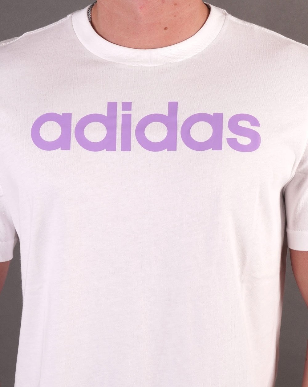 Adidas Linear Logo T-Shirt Weiß/Violett
