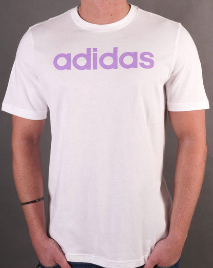 Adidas Linear Logo T-Shirt Weiß/Violett