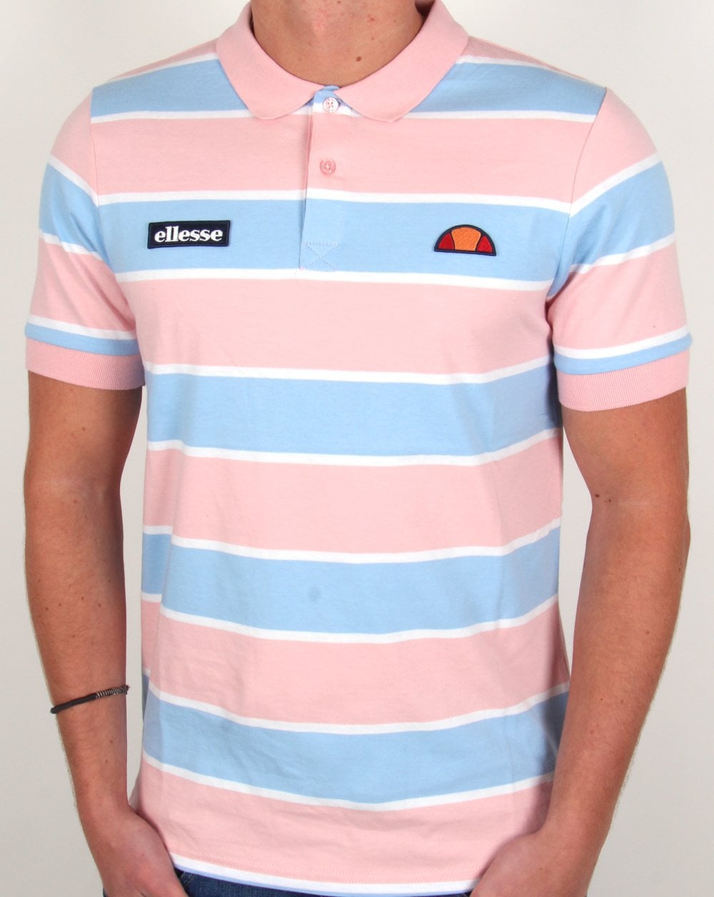 Ellesse Dyer Gestreiftes Poloshirt Rosa/Himmelblau
