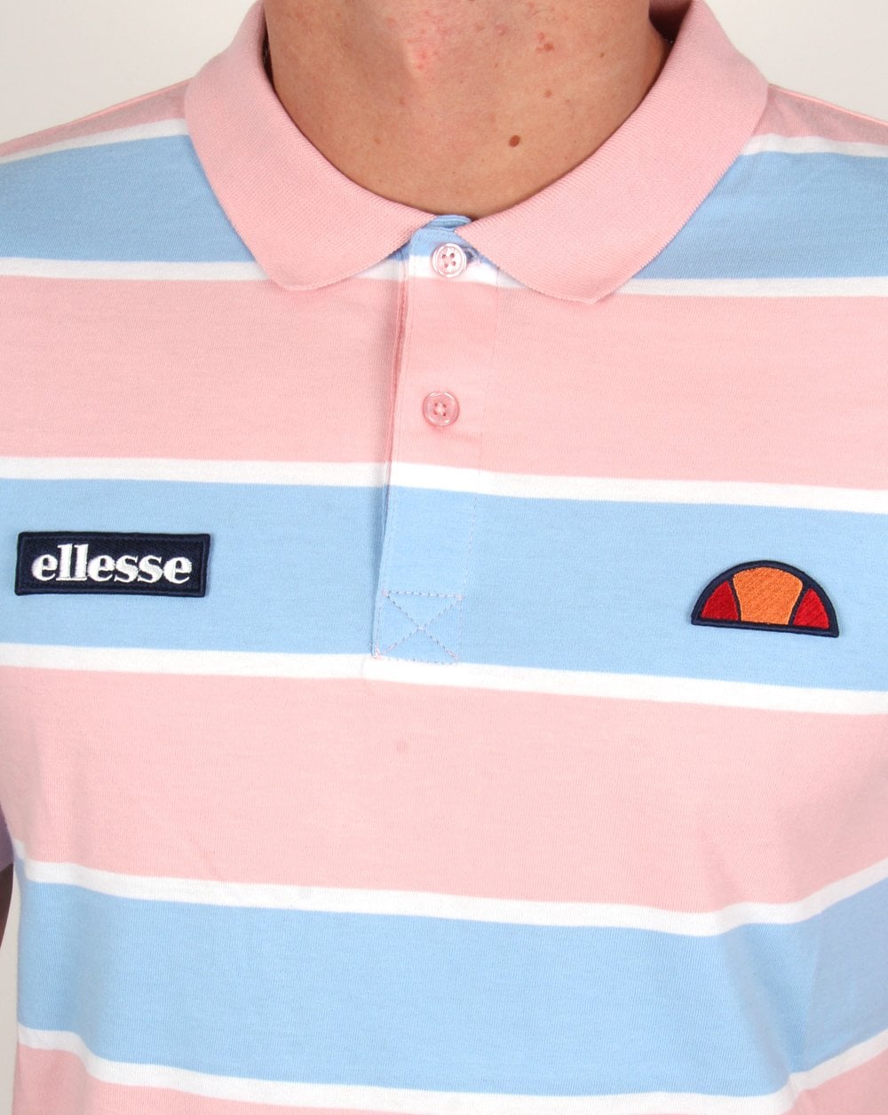 Ellesse Dyer Gestreiftes Poloshirt Rosa/Himmelblau