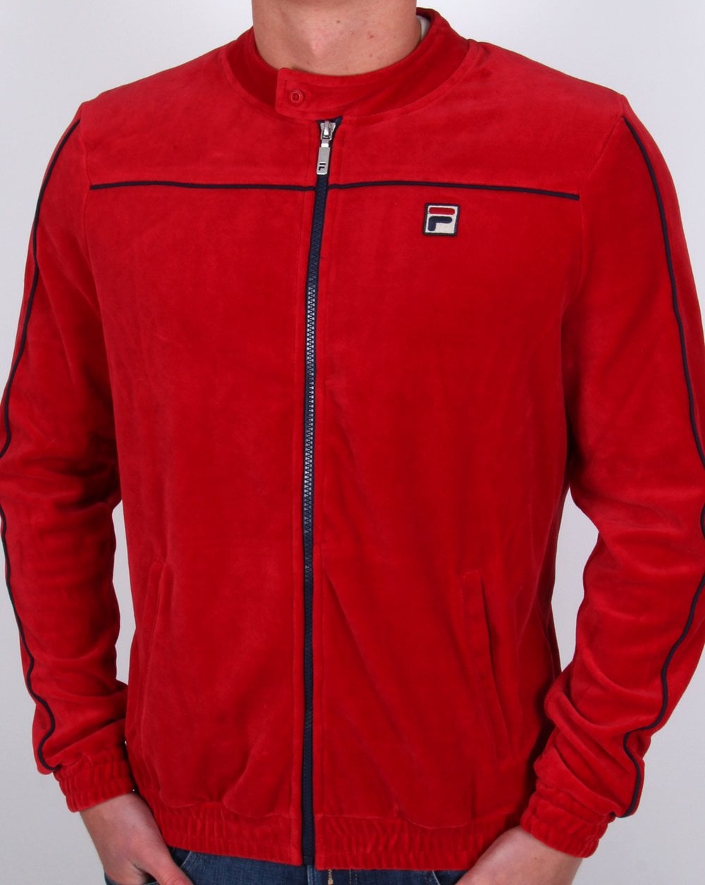 Fila Vintage Biker Velours Trainingsoberteil Dunkelrot