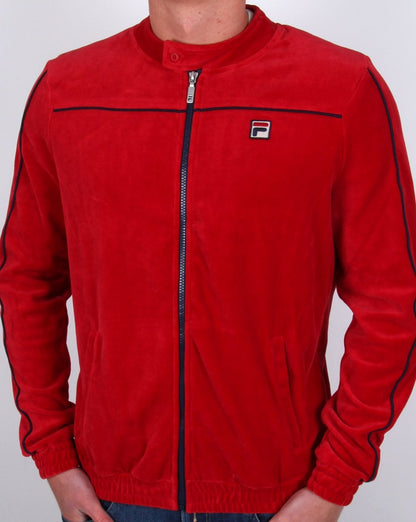 Fila Vintage Biker Velours Trainingsoberteil Dunkelrot