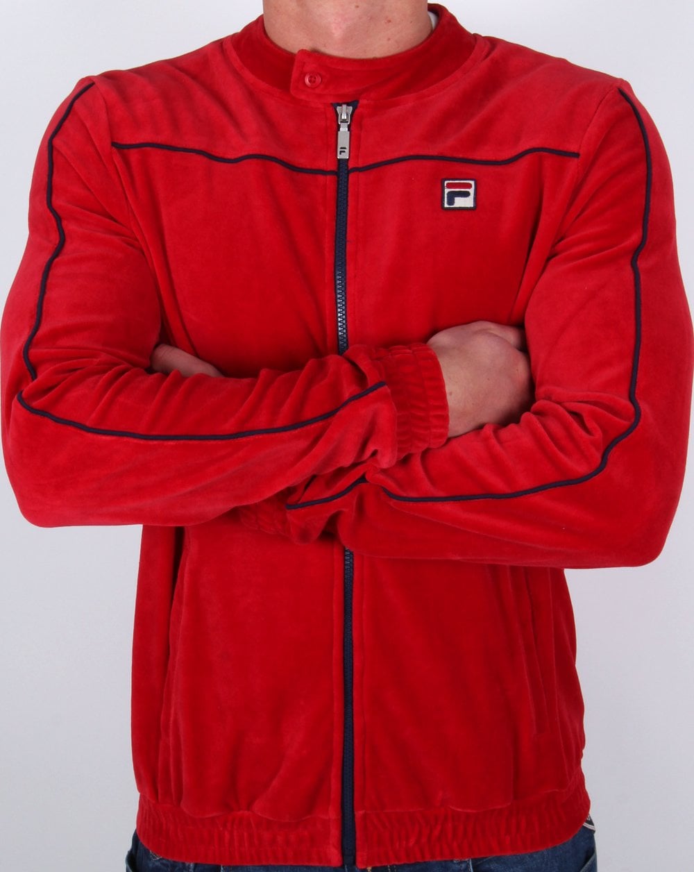 Fila Vintage Biker Velours Trainingsoberteil Dunkelrot