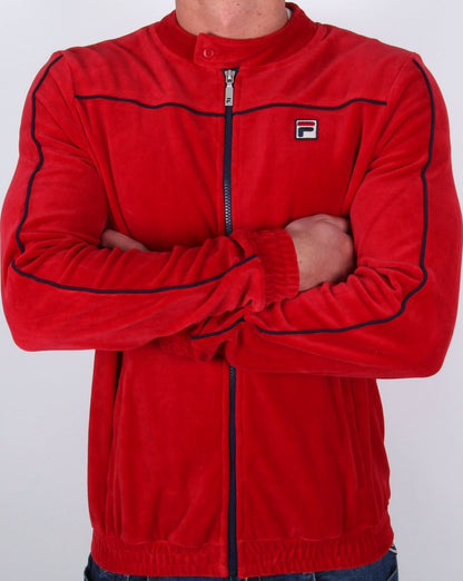 Fila Vintage Biker Velours Trainingsoberteil Dunkelrot