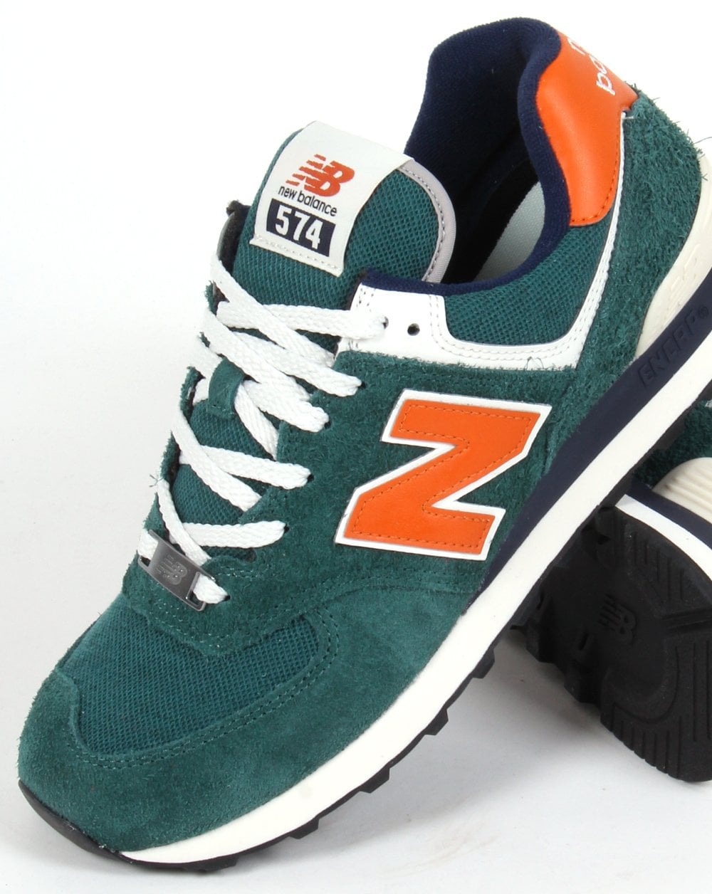 New Balance 574 Trainer Blaugrün/Weiß/Orange