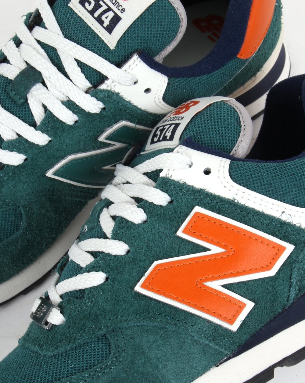 New Balance 574 Trainer Blaugrün/Weiß/Orange