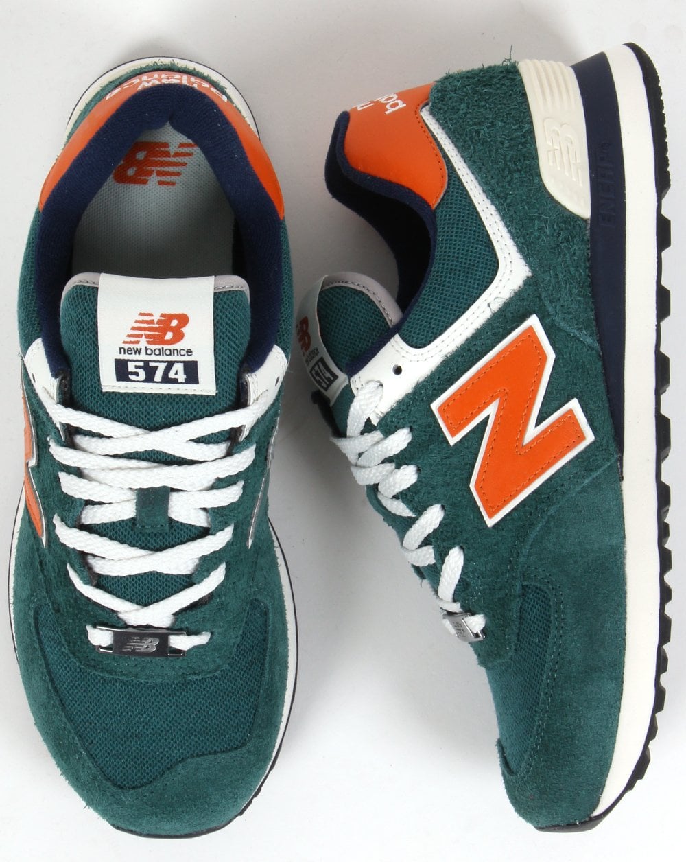 New Balance 574 Trainer Blaugrün/Weiß/Orange
