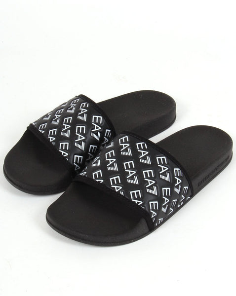 EA7 AOP Sliders Black/White