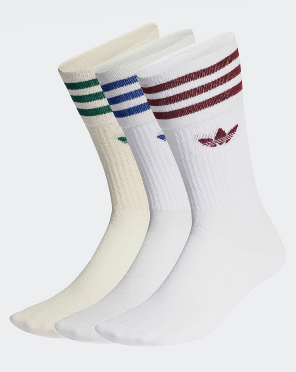 Adidas Originals Solid Crew Socken 3er-Pack Weiß/Blau/Burgund