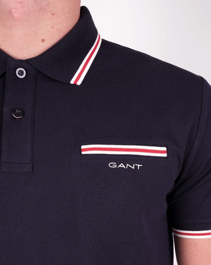 Gant Piqué-Poloshirt mit Tipped-Muster, Marineblau