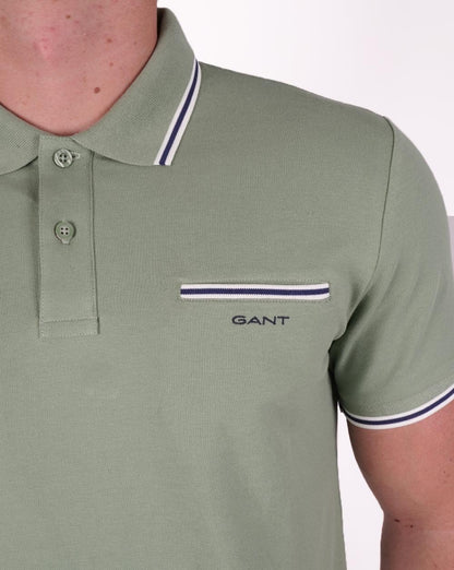 Gant Piqué-Poloshirt mit Streifen in Kalamatagrün