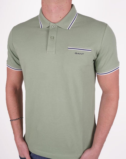Gant Piqué-Poloshirt mit Streifen in Kalamatagrün