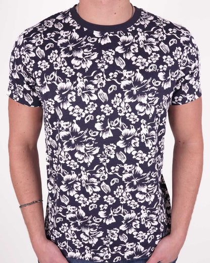 Gant T-Shirt mit Blumendruck Marineblau
