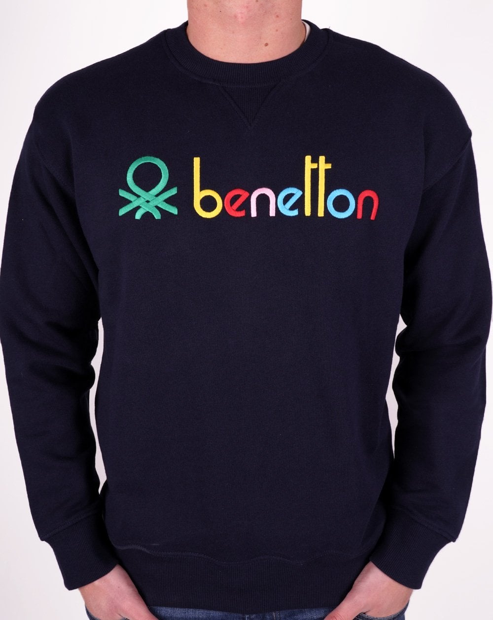 Benetton Farbiges Logo-Sweatshirt Marineblau