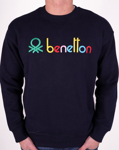 Benetton Farbiges Logo-Sweatshirt Marineblau