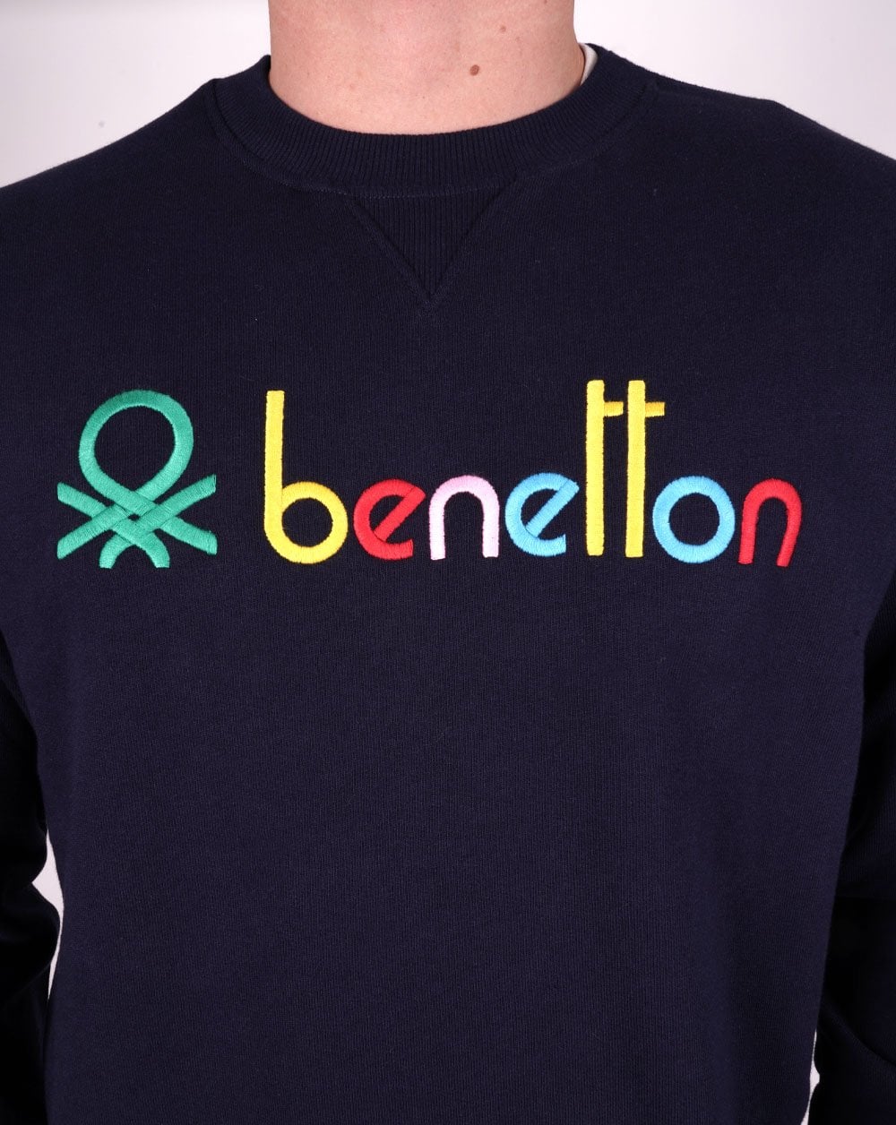 Benetton Farbiges Logo-Sweatshirt Marineblau