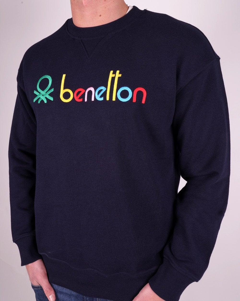 Benetton Farbiges Logo-Sweatshirt Marineblau