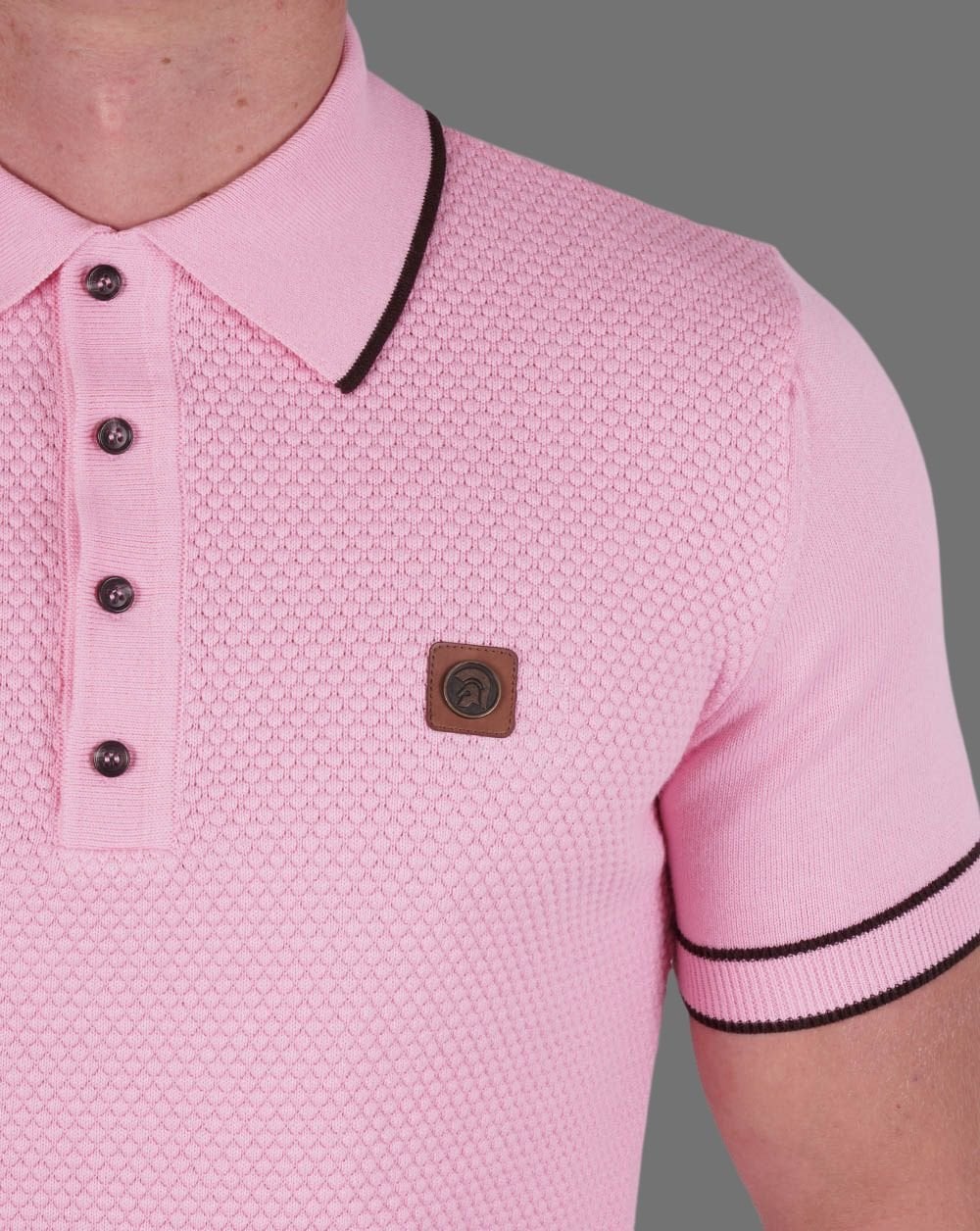 Trojan Strukturiertes Strick-Poloshirt Rosa