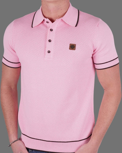 Trojan Strukturiertes Strick-Poloshirt Rosa