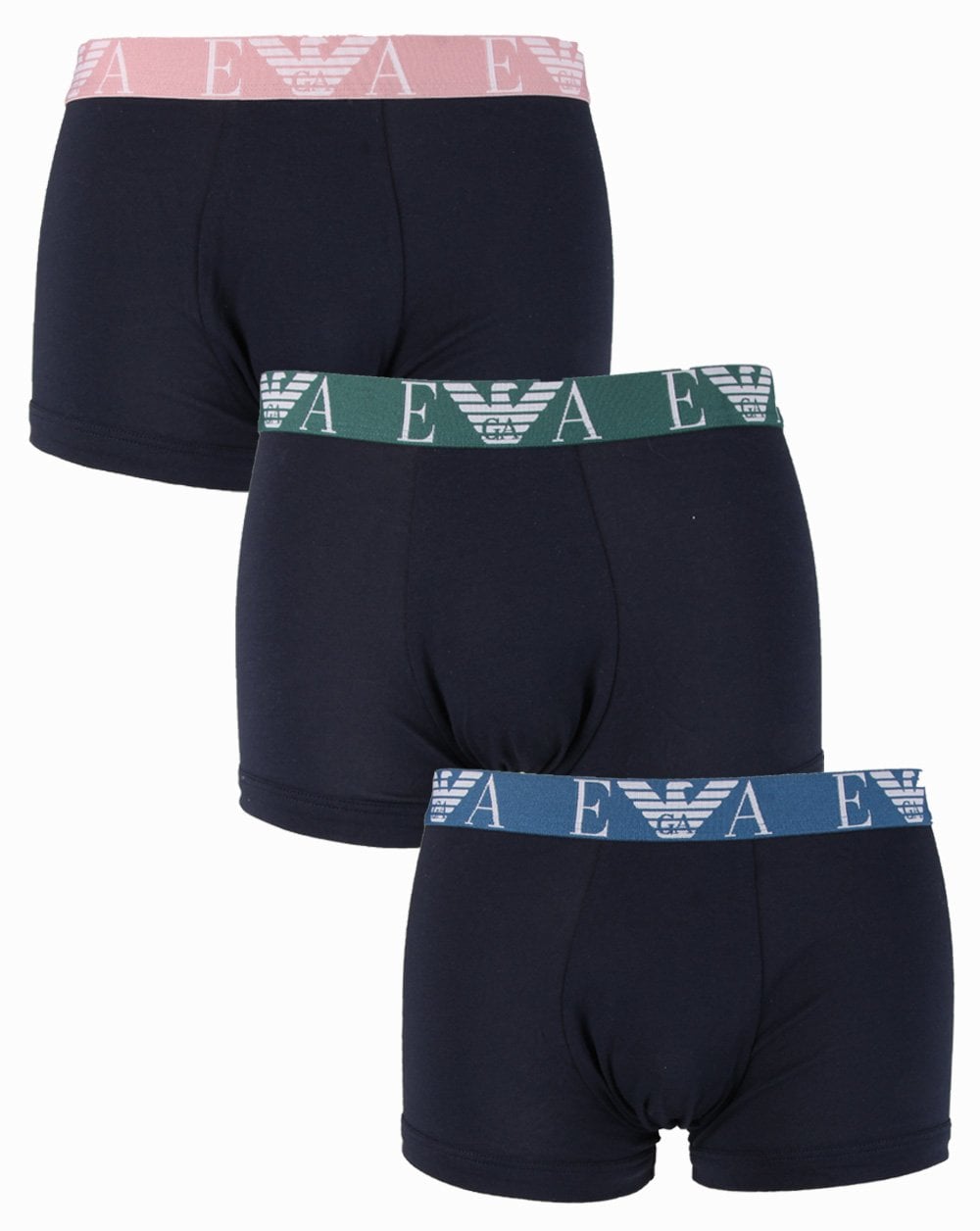 Emporio Armani 3er-Pack Boxershorts Marineblau/Grün/Pink