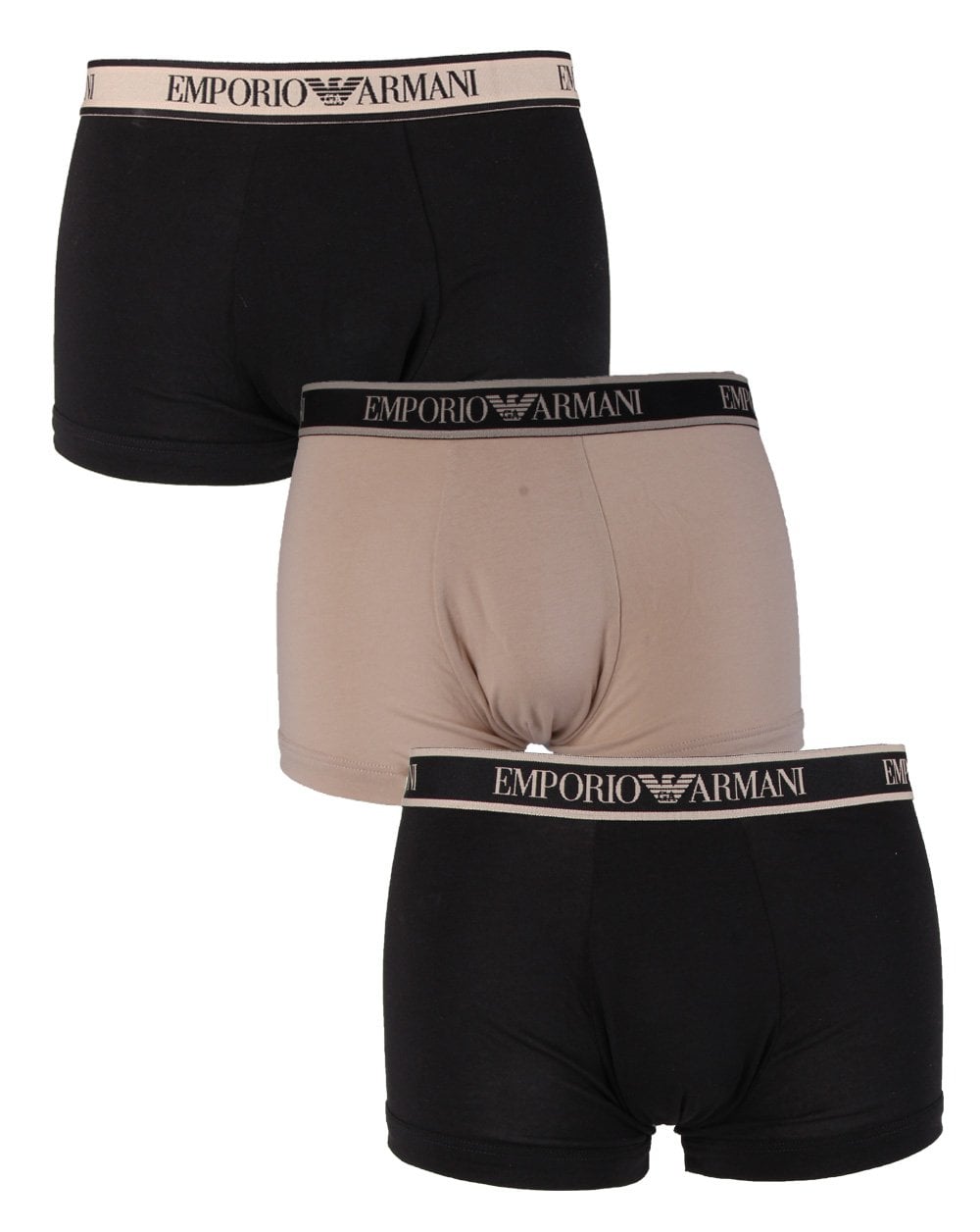 Emporio Armani 3er-Pack Boxershorts Schwarz/Beige