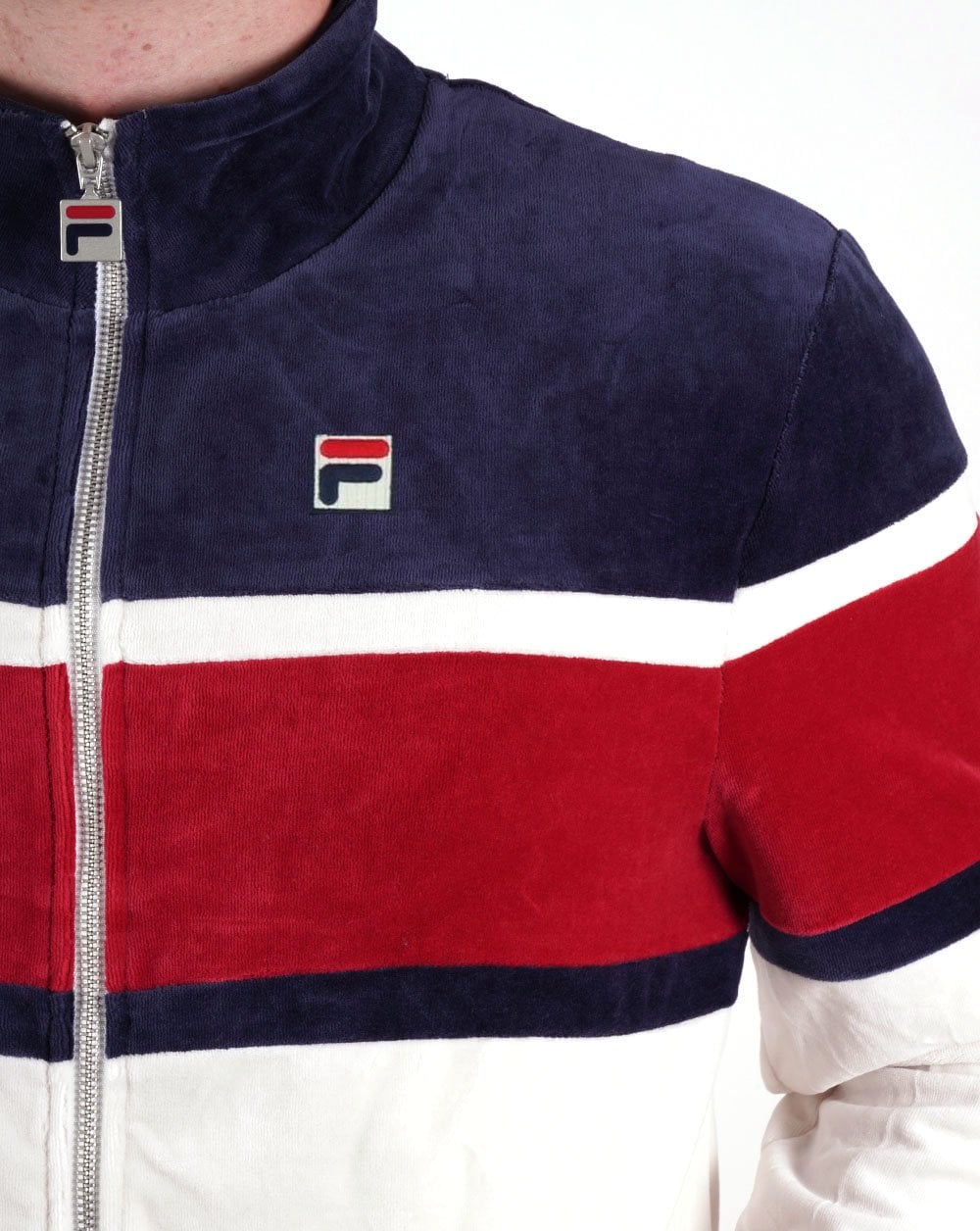 Fila Vintage Velour Track Top Gardenia Navy Red