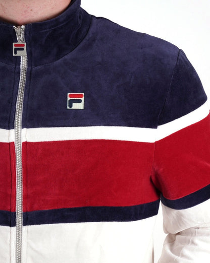 Fila Vintage Velours Trainingsjacke Gardenia Marineblau Rot