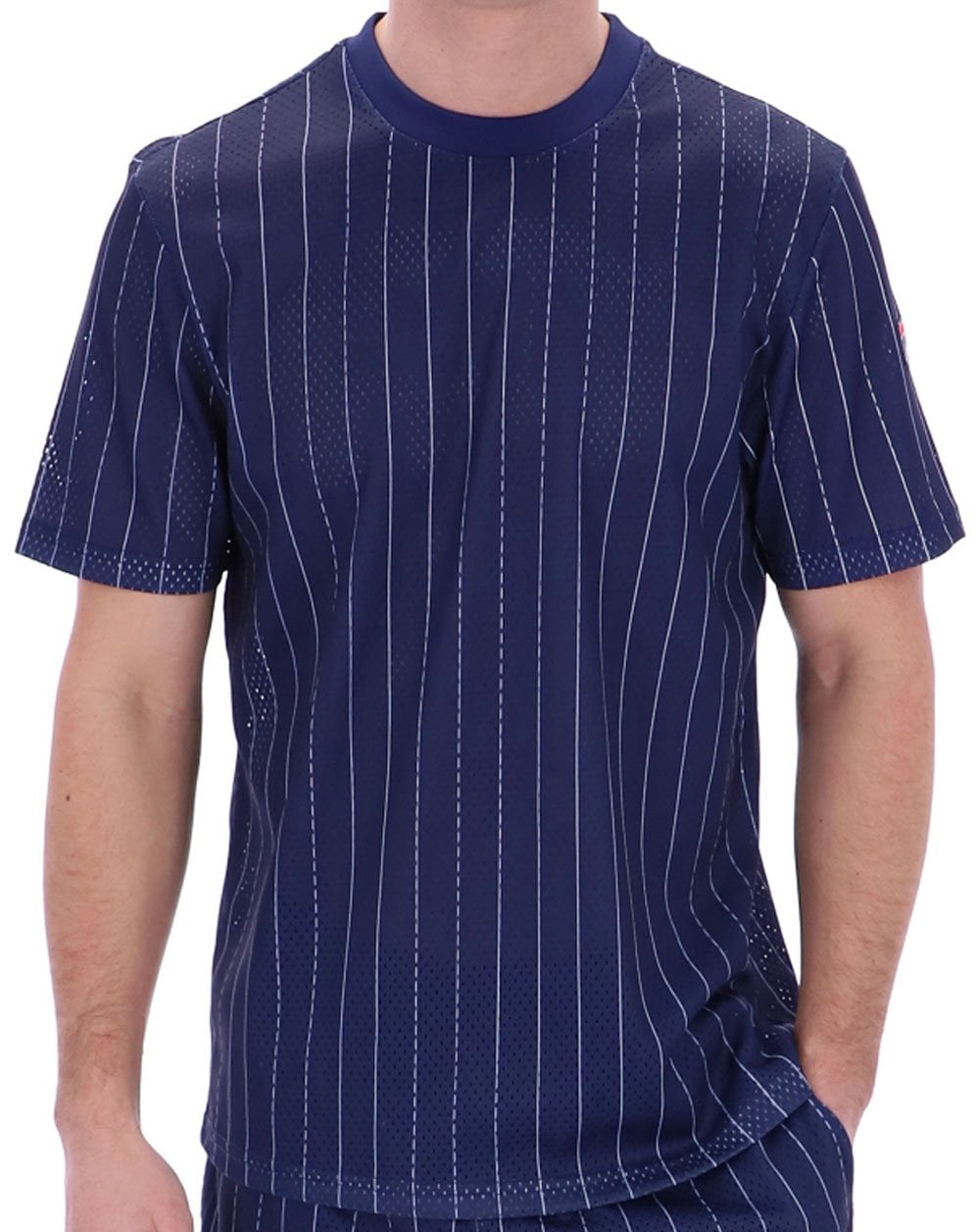 Fila Vintage Mesh Pin Stripe T-Shirt Marineblau