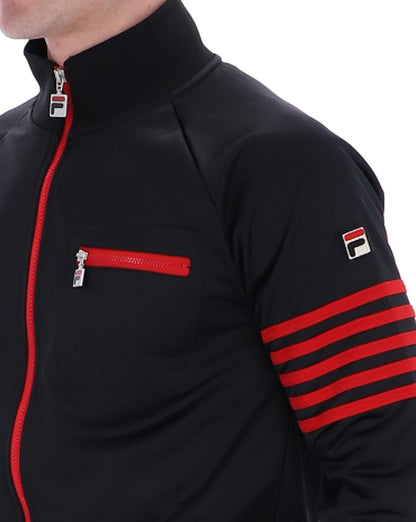 Fila Vintage 5-Streifen-Trainingsjacke Schwarz/Rot