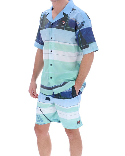 Fila Vintage – Vito – Lange Badeshorts in Dusty Aqua