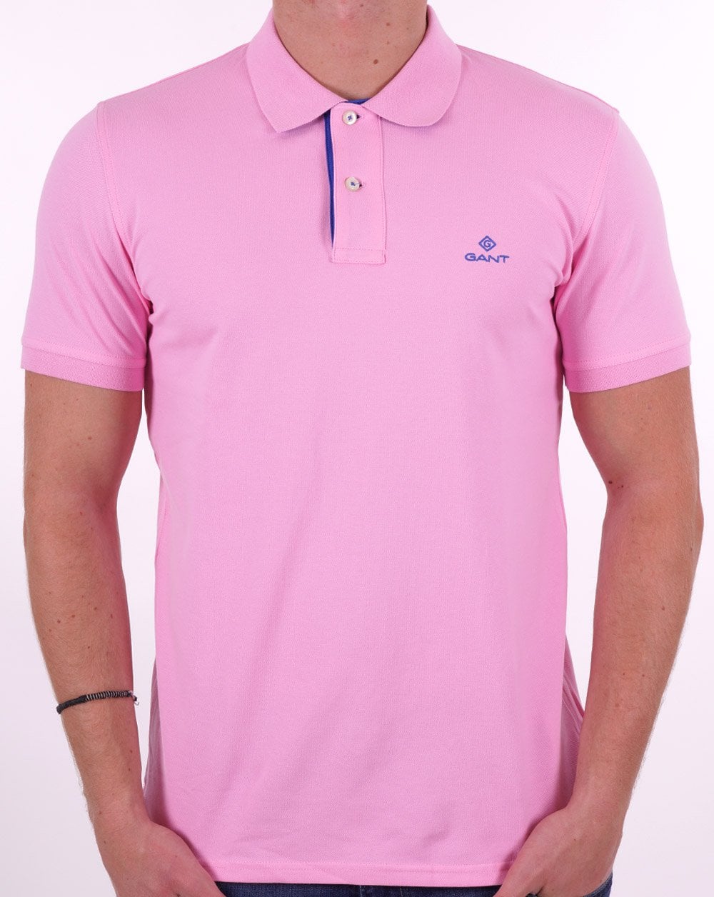 Gant Contrast Collar Polo Shirt Bright Pink