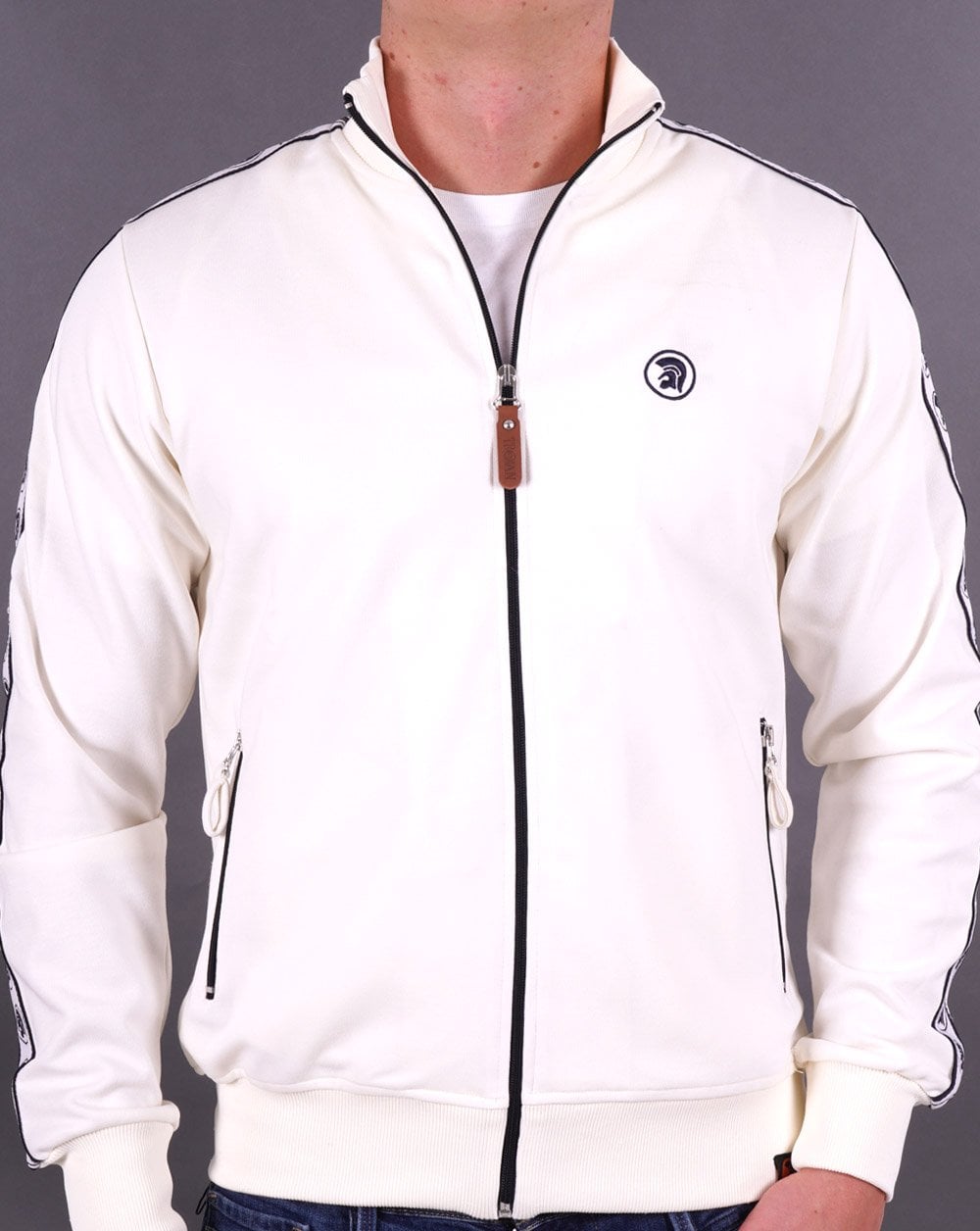 Trojan – Trainingsjacke mit Streifen in Ecru