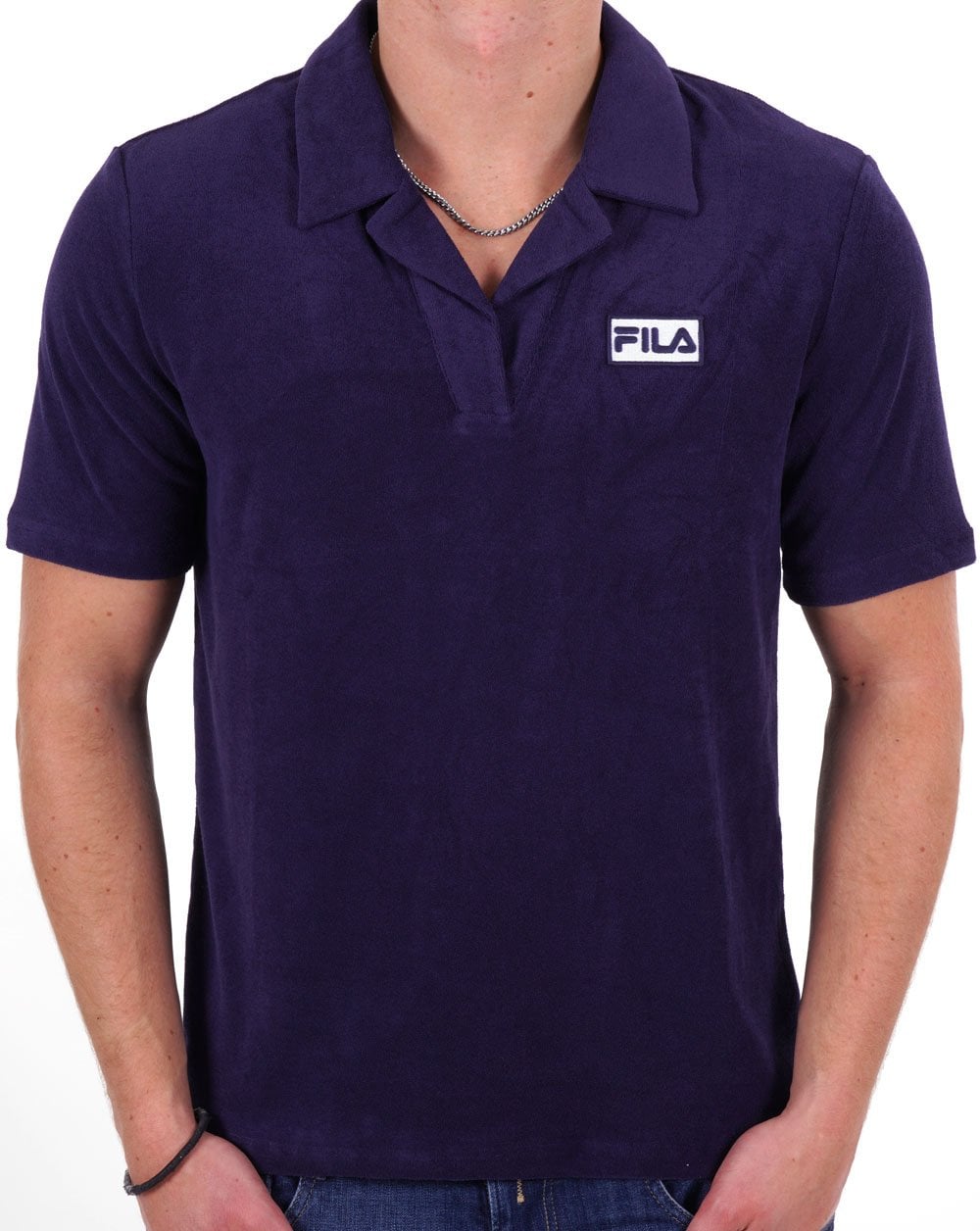 Fila Vintage Dill Frottee-Poloshirt, Marineblau