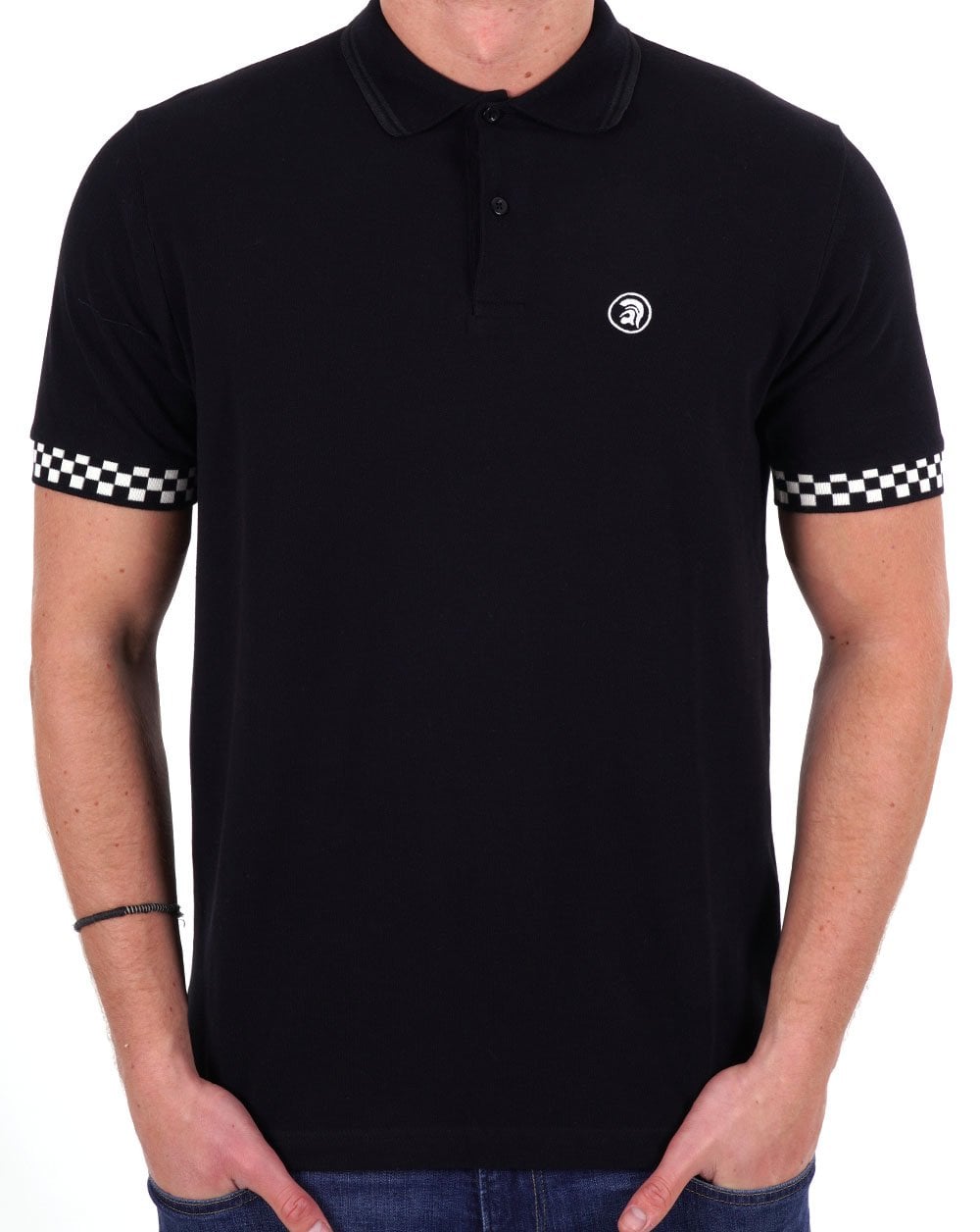 Trojan Poloshirt mit Schachbrettmuster in Schwarz